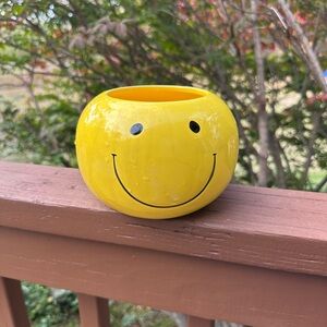 Yellow Smiley Face Bowl/Planter